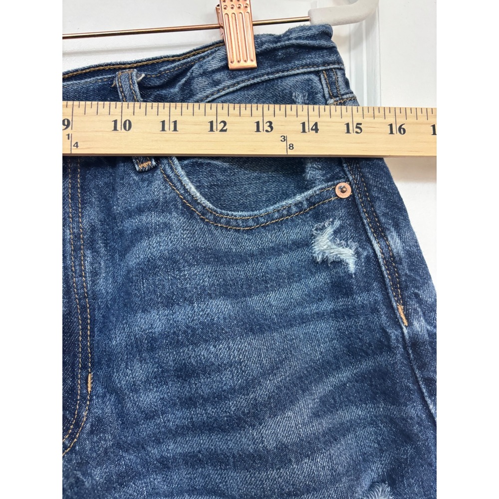 American Eagle Womens Distressed Denim Shorts Dark Wash High Rise Size 8 Cotton - Picture 7 of 10